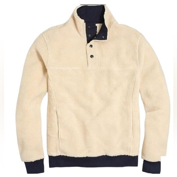 J. Crew Fleece Sherpa Cream Neutral Nordic Pullon Fisherman Granola Girl Sweater - Picture 1 of 8